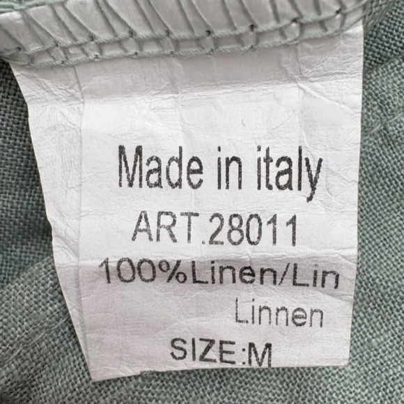Lungo L'Arno 100% Linen Shift Dress M Lagenlook Italy Sage-Green - Picture 10 of 11